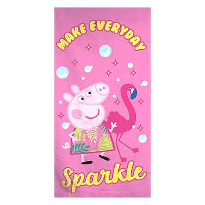 Peppa Pig Badetuch MAKE EVERYDAY SPARKLE - Peppa Wutz, Mikrofaser, Kinder Strandtuch 70 x 140 cm