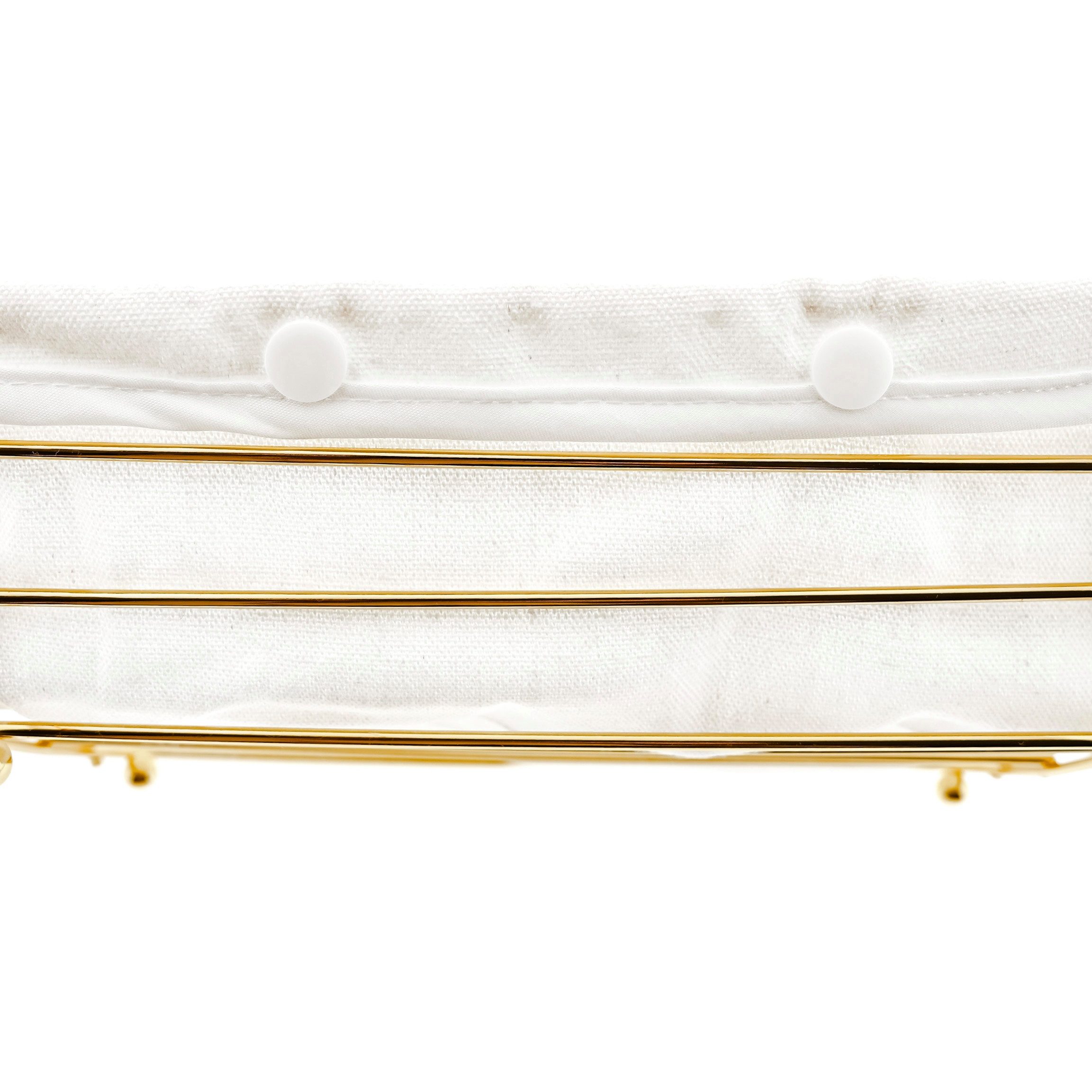 Sunay Brotkorb in Gold Edelstahl mit cremeweißem Baumwolltuch Brotbehälter, Edelstahl – Bild 5 von 5