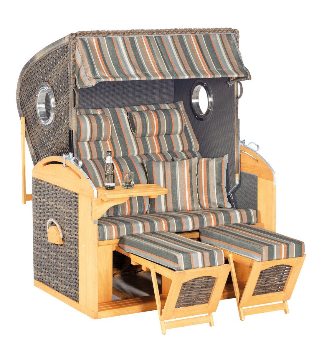 SonnenPartner Strandkorb Sunny Smart Strandkorb 305 Z Comfort XL Pinie vintage-braun Stoff 1235, BxTxH: 135x98x160 cm