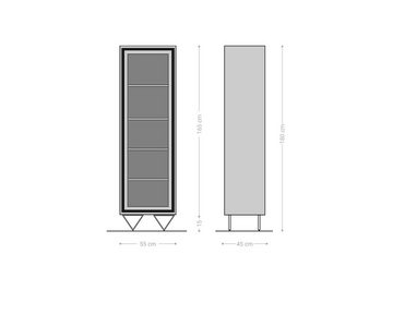 DELIFE Vitrine Stonegrace Akazie Natur 55x180 1 Tür Steinfurnier V-Fuß Vitrine