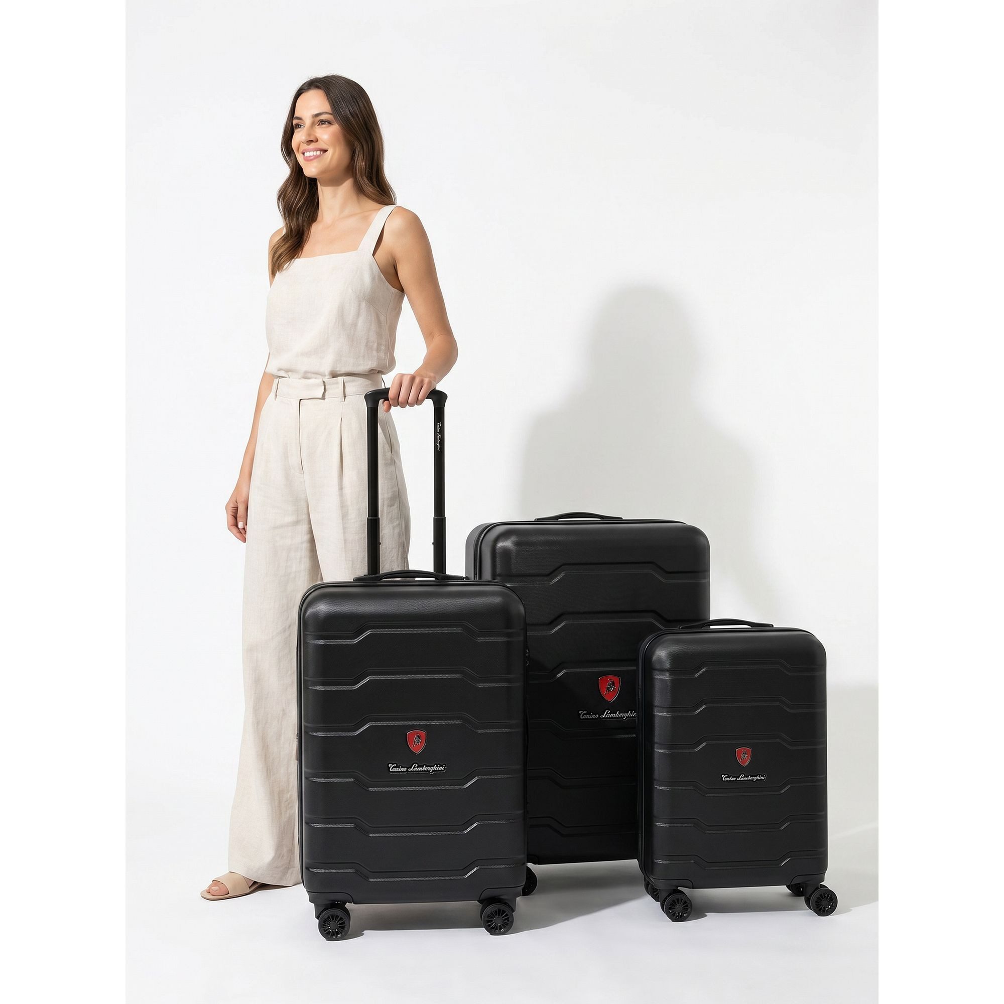 Tonino Lamborghini Trolleyset Bologna, 4 Rollen, (3-teilig, 3 tlg), ABS