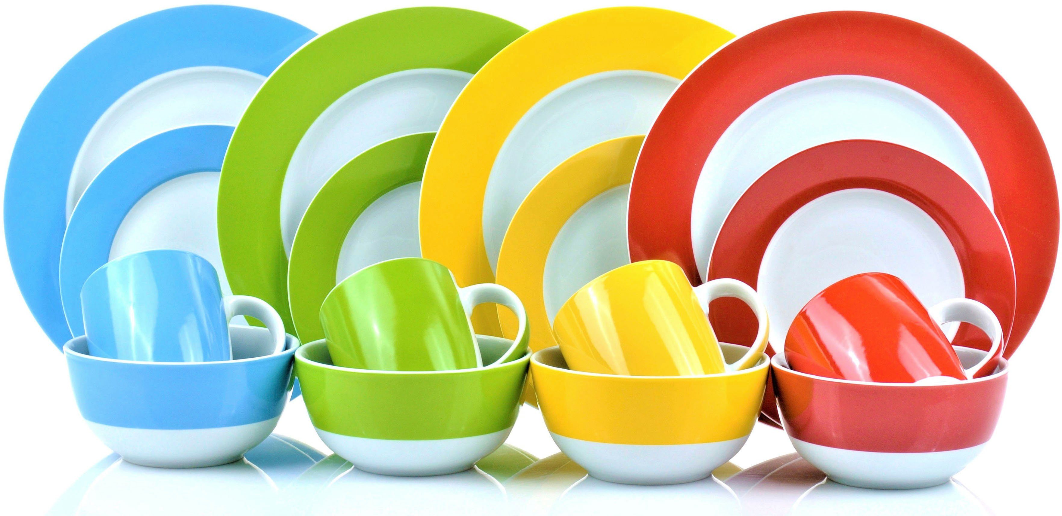 Retsch Arzberg Kombiservice Colourband (16-tlg), 4 Personen, Porzellan, Color up your Life - es kommt Farbe ins Spiel!