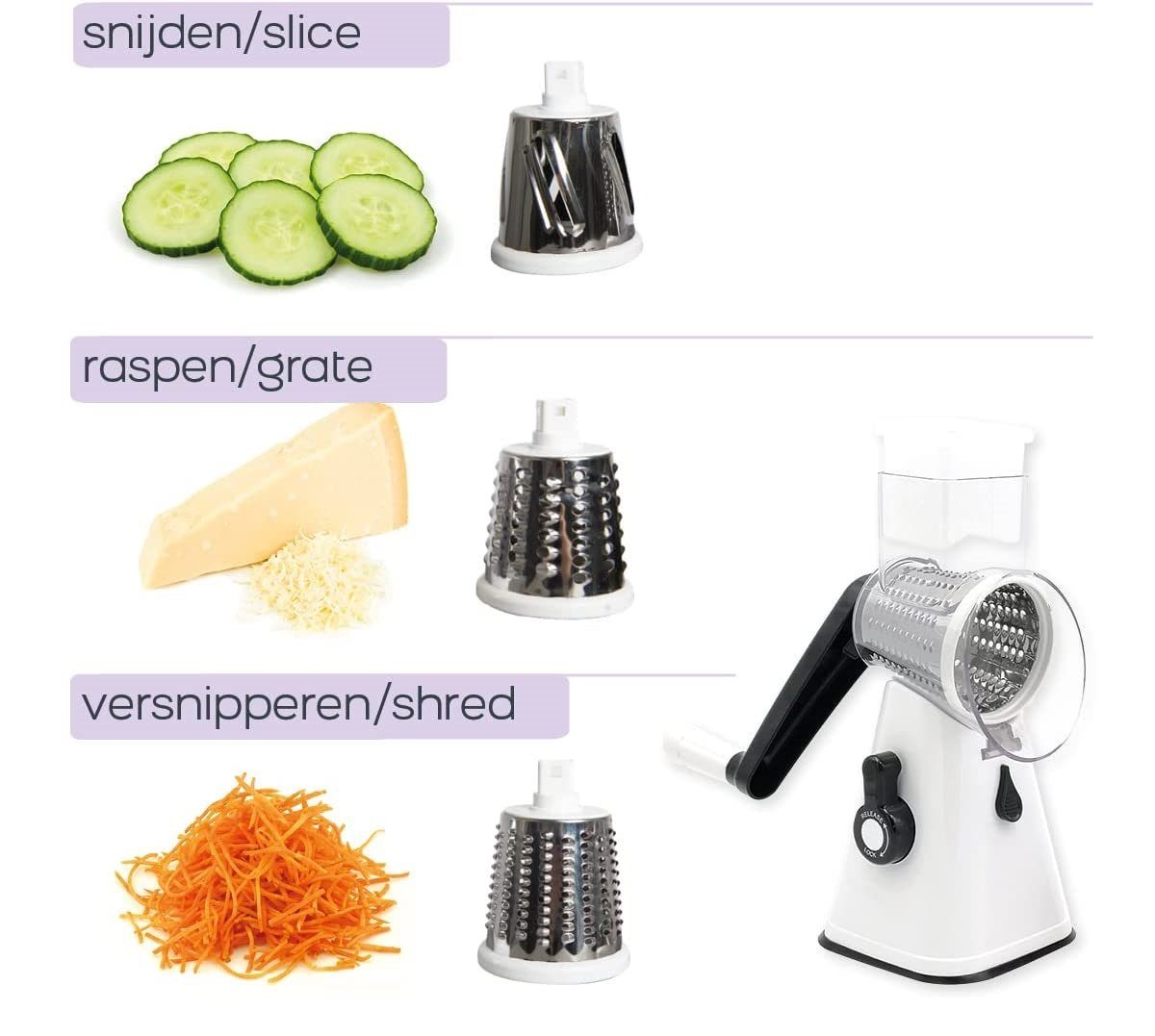 Küchenreibe Multifunktions-Gemüseschneider Edelstahl Orange-Planet Kunststoff, und Schneiden Material: 3in1 Zerkleinern, Reiben