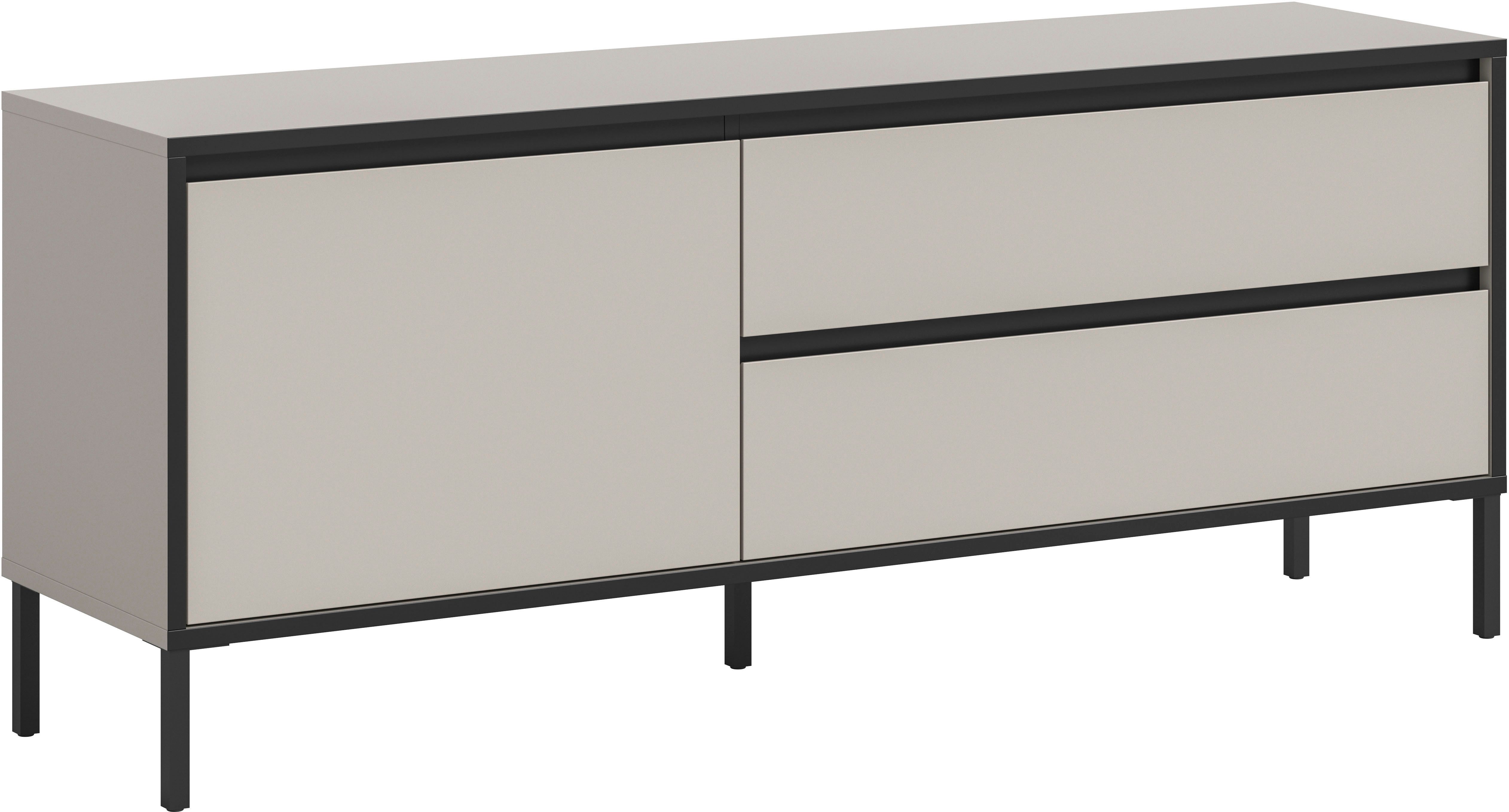 INOSIGN Lowboard NORT, Breite: 150cm, mit Metall Stabfuß, 1 Klappe, 2 Schubkästen, TV-Lowboard, Mediaschrank, Mediaboard, TV-Schrank, Schrank, Board