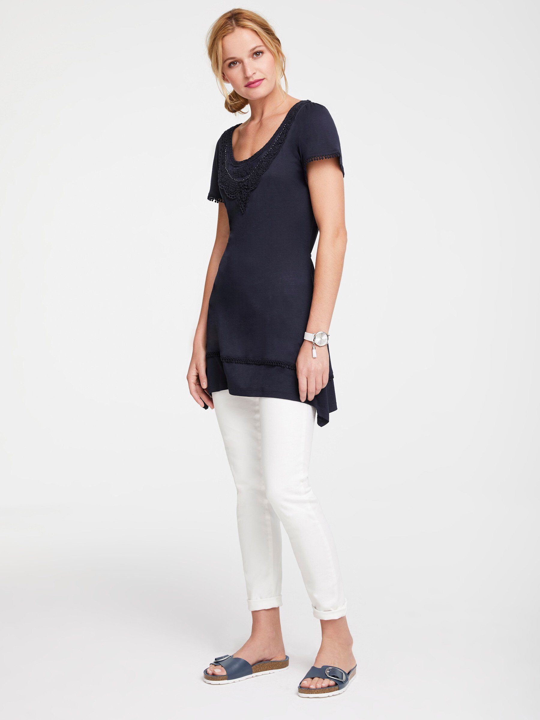 heine T-Shirt Longshirt Kurzarm