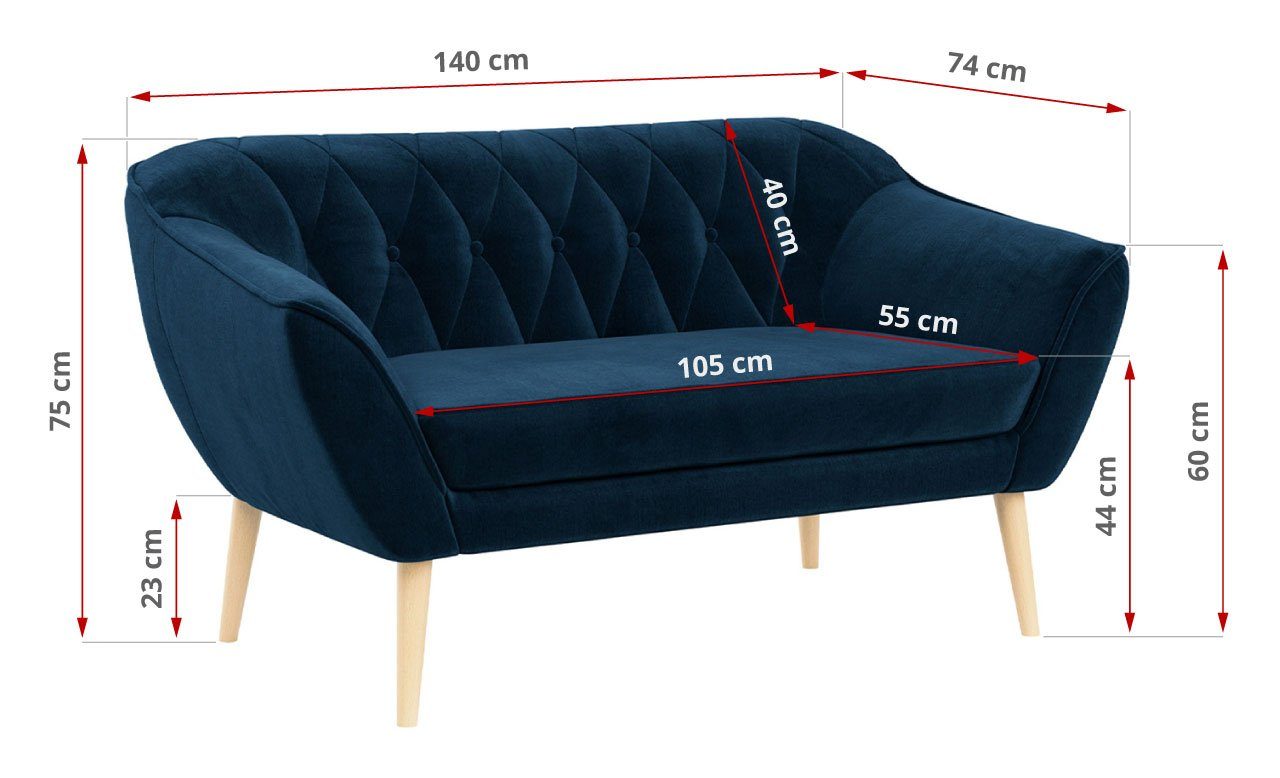 Holzbeine Polsterung, Sitzer, PIRS-2 Sofa MÖBEL Skandinavischer Stil, MKS Gesteppte