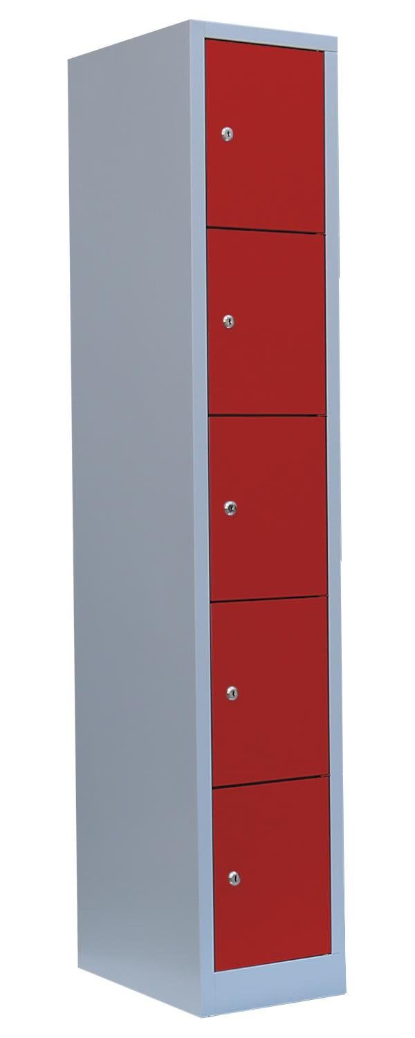 Steelboxx Fächerschrank Lüllmann® Schließfachschrank, und Abteil, montiert- | Korpus: 315 x Lichtgrau 5 RAL Montage Feuerrot Lichtgrau/ verschweißt 1800 keine 500 Türen: Komplett (1-St) RAL x mm Fächer, erforderlich 1 7035 3000