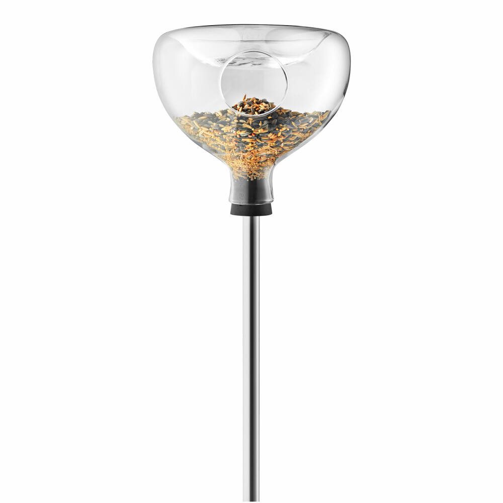 Eva Solo Futterstation Glasfutterhaus mit Vogelbad, Glas, Silikon, Edelstahl