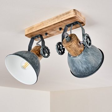 hofstein Deckenleuchte »Cotes« Deckenlampe aus Metall/Holz in Grau/Weiß/Braun, 2-flammig, ohne Leuchtmittel, mit verstellbaren Strahlern, 2xE27, Spot im Retro/Vintage Design