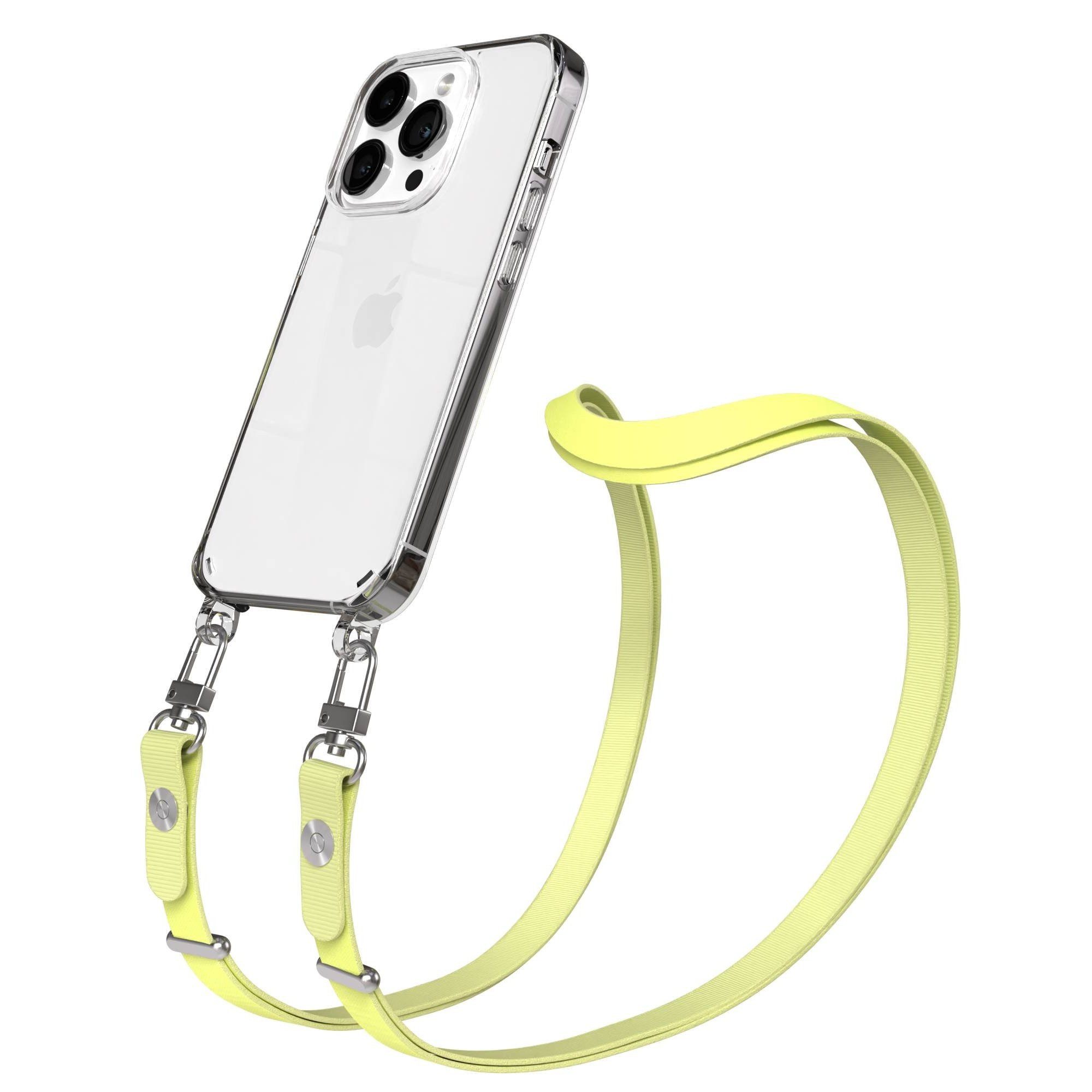 EAZY CASE Handykette für Apple iPhone 14 Pro Handyhülle mit Handyband magnetisch, Handykette in Gelb mit 2x2 Connectoren und Magnetfunktion