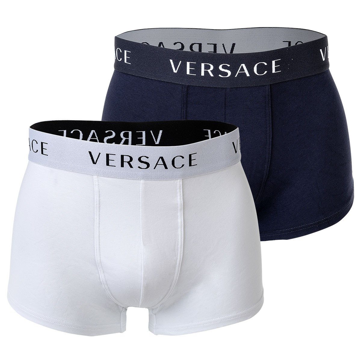 Versace Boxer Herren Boxer Shorts, 2er Pack - Trunk Weiß/Blau