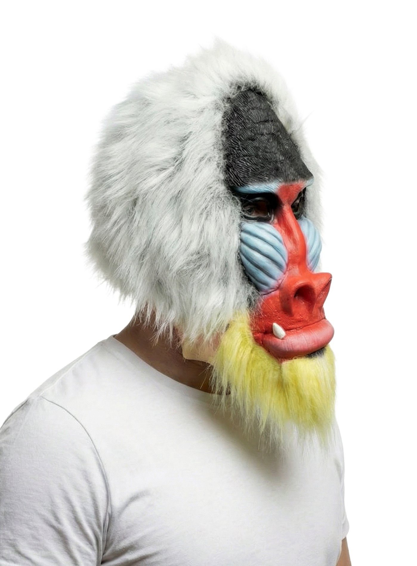 Metamorph Verkleidungsmaske Mandrill - Affen Maske Fasching Halloween Kostüm, Imposante Affenmaske für Karneval und Fasching
