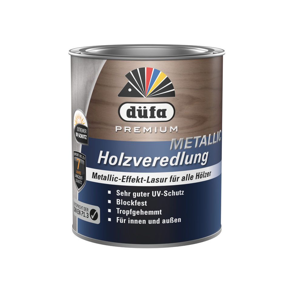düfa Holzschutzlasur Premium Holzveredlung Plus Metallic Effekt TITAN 750 ml - 2,5L Lasur, Langzeitschutz, auch geeignet für Kinderspielzeug