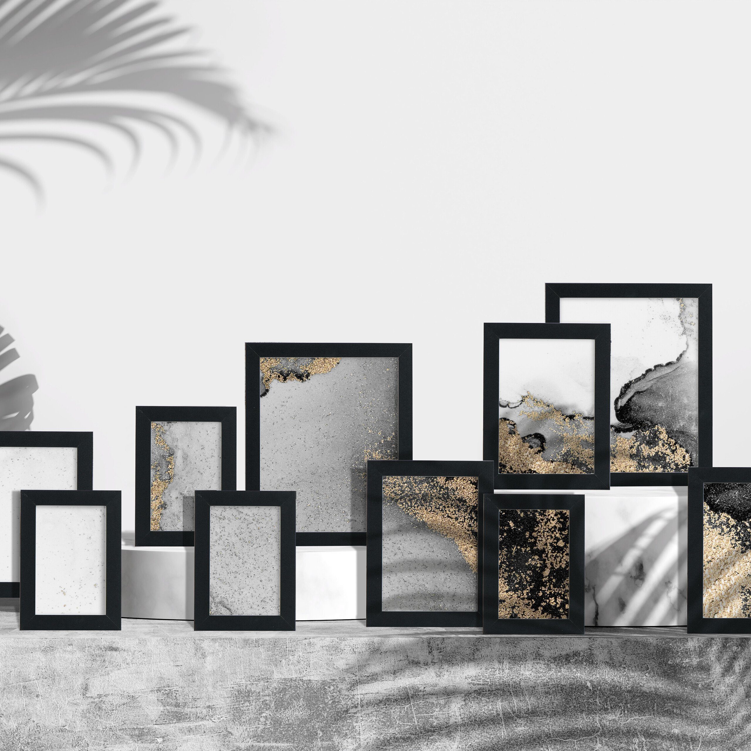 relaxdays Bilderrahmen-Set Bilderrahmen 10er Set, schwarz günstig online kaufen