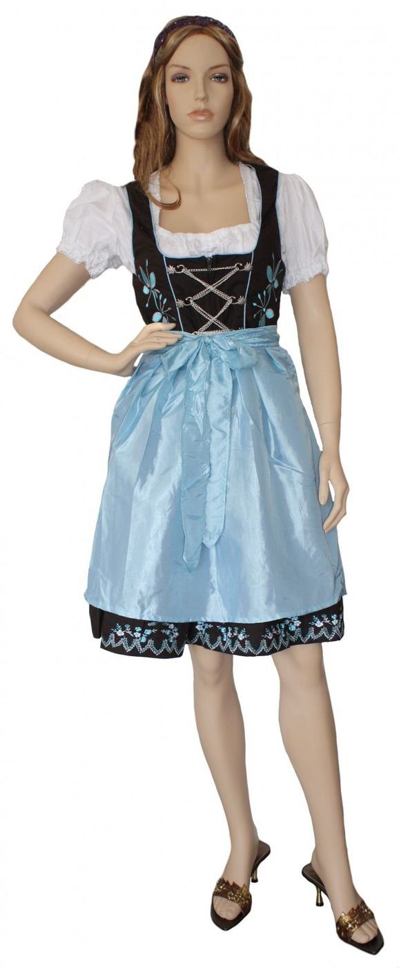 Mittelblau Dirndel German Midi Wear Dirndl GW1315 Dirndl Trachtenkleid 3-teiliges