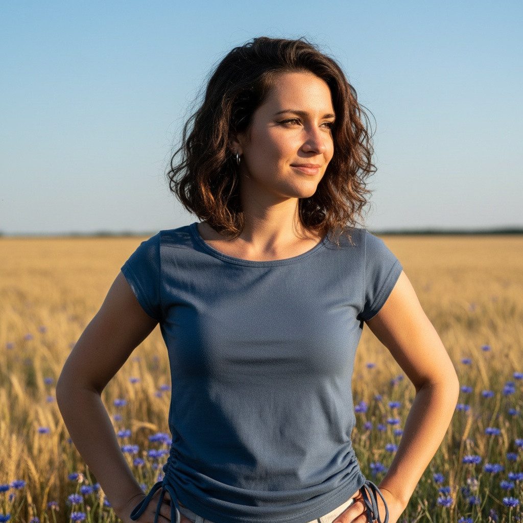 Guru-Shop T-Shirt Yoga T-Shirt aus Bio-Baumwolle - taubenblau Festival, Eth günstig online kaufen