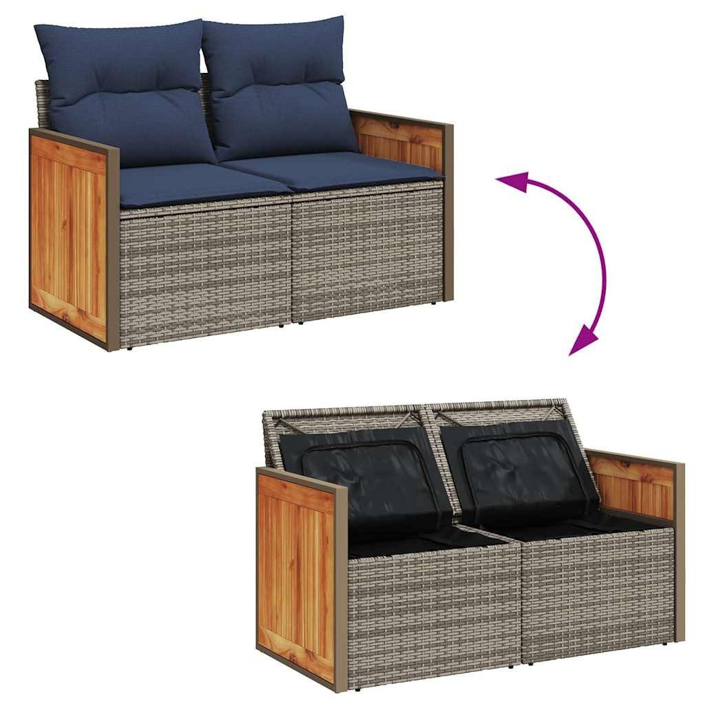 vidaXL Gartenlounge-Set 6-tlg. Garten-Sofagarnitur mit Kissen Grau Poly Rattan, (1-tlg)