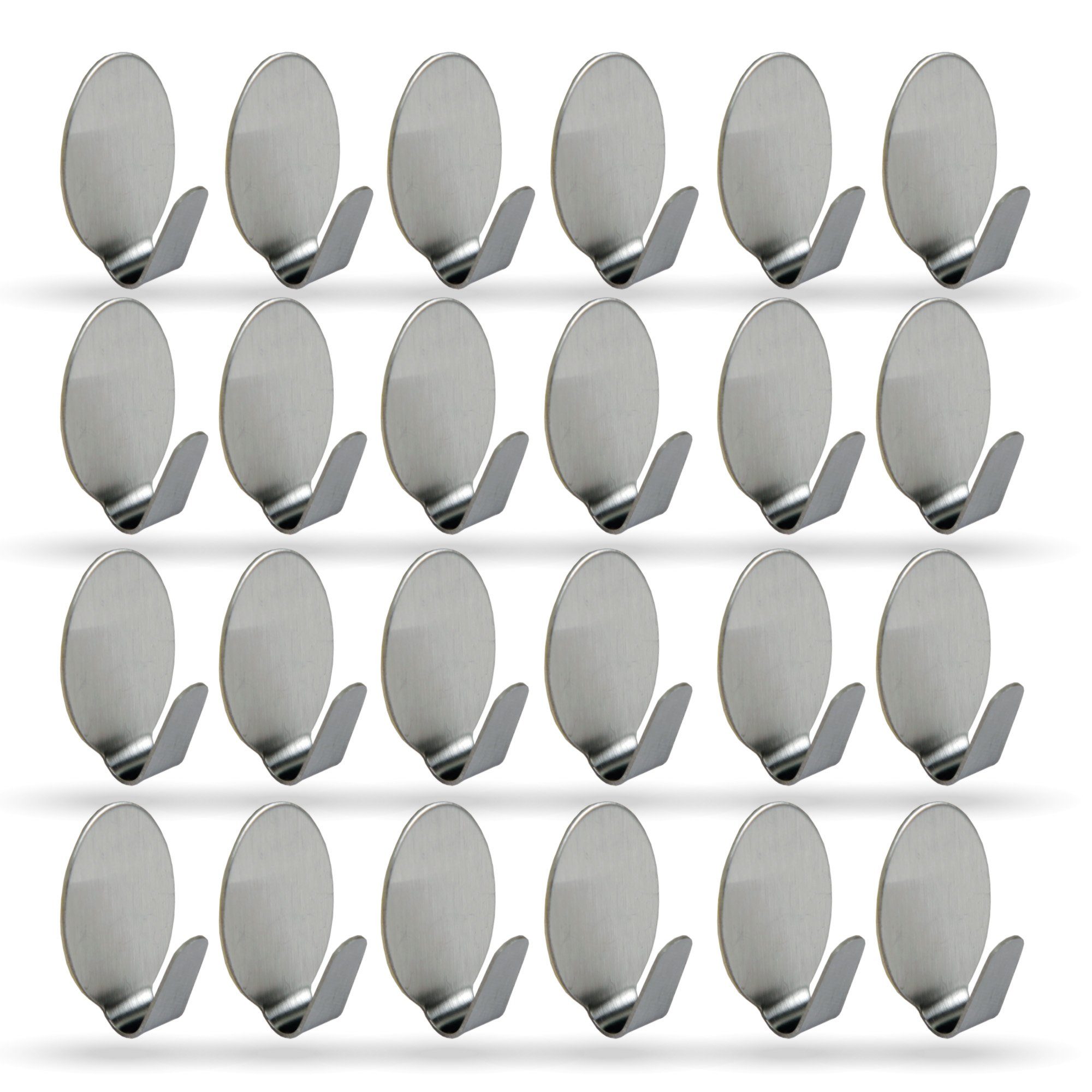 Bestlivings Wandhaken 76409 Selbstklebehaken, Badezimmer, Türen, Duschen, ebene Flächen, glatte Flächen, (Oval, 24-St., 1,8cm x 2,7cm), Silber aus Edelstahl, Rostfrei Aufhänger Bilderhaken ohne Bohren