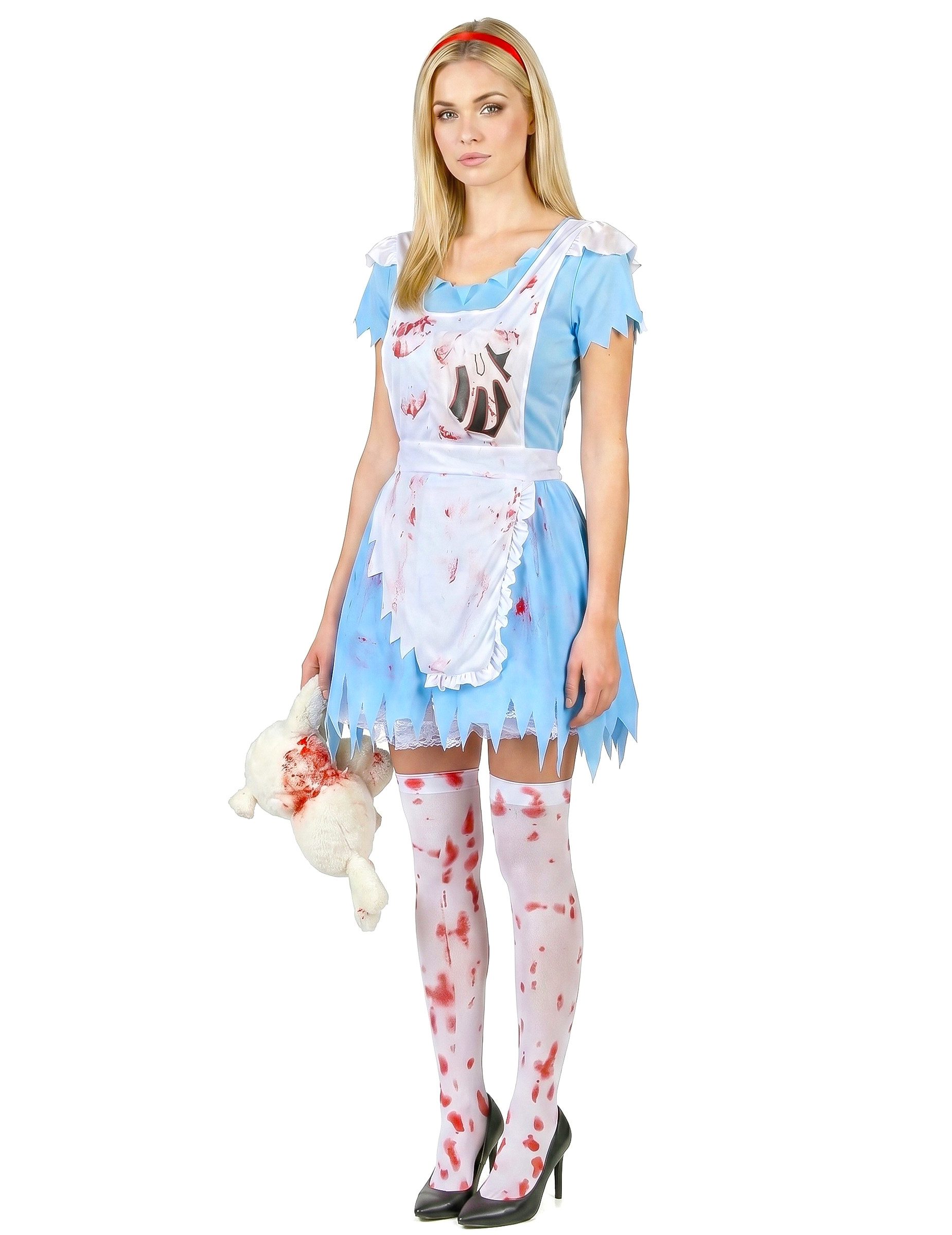 JADEO Kostüm Alice-Horrorkostüm Halloween-Damenkostüm blau-weiss