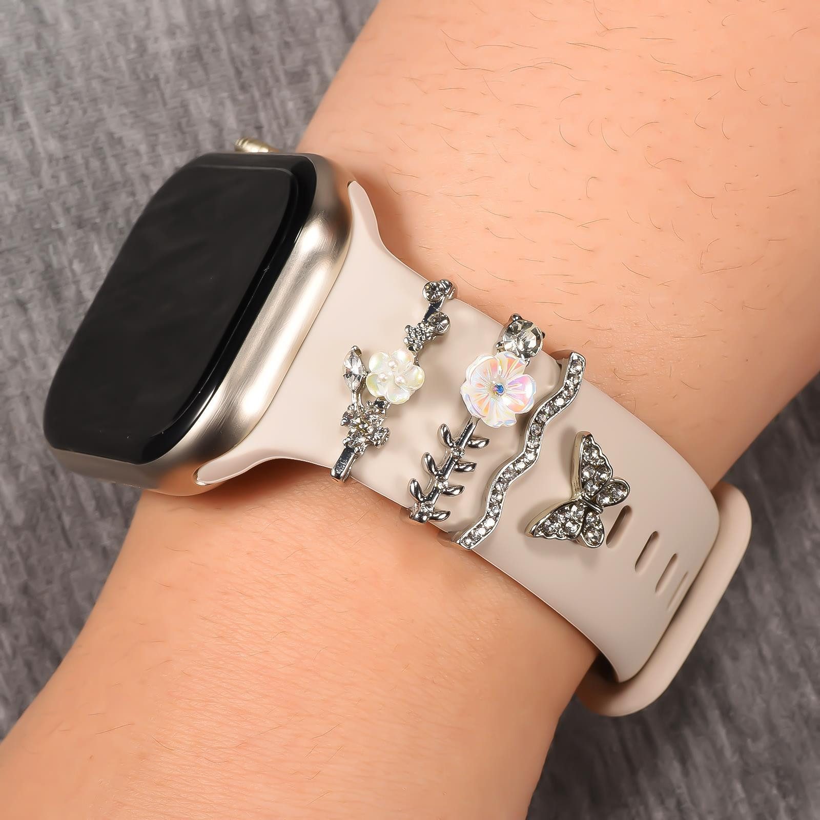 CoolGadget Smartwatch-Armband Schmuck Ringe Charms Uhren Deko Motiv Clips 21mm, Zubehör passend für alle Apple Watch und Samsung Galaxy Watch Modelle
