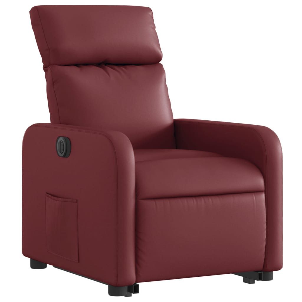 Sessel Relaxsessel mit Aufstehhilfe Elektrisch Weinrot Kunstleder