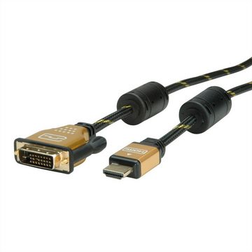 ROLINE GOLD Monitorkabel DVI (24+1) - HDMI, ST/ST Audio- & Video-Kabel, DVI-D 24+1, Dual-Link Männlich (Stecker), HDMI Typ A Männlich (Stecker) (100.0 cm)