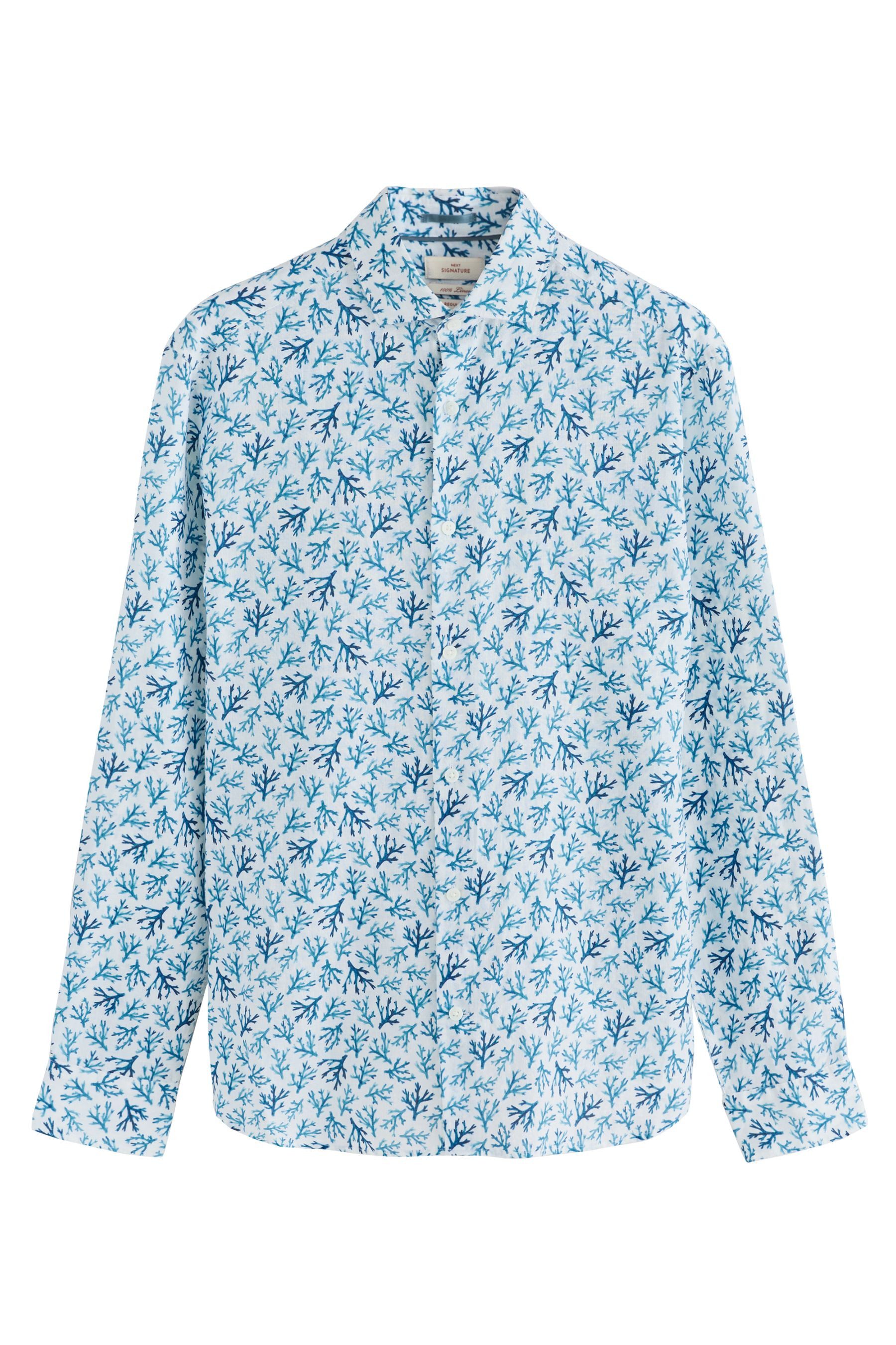 Next Langarmhemd Bedrucktes elegantes Langarmhemd aus 100 % Leinen (1-tlg) günstig online kaufen
