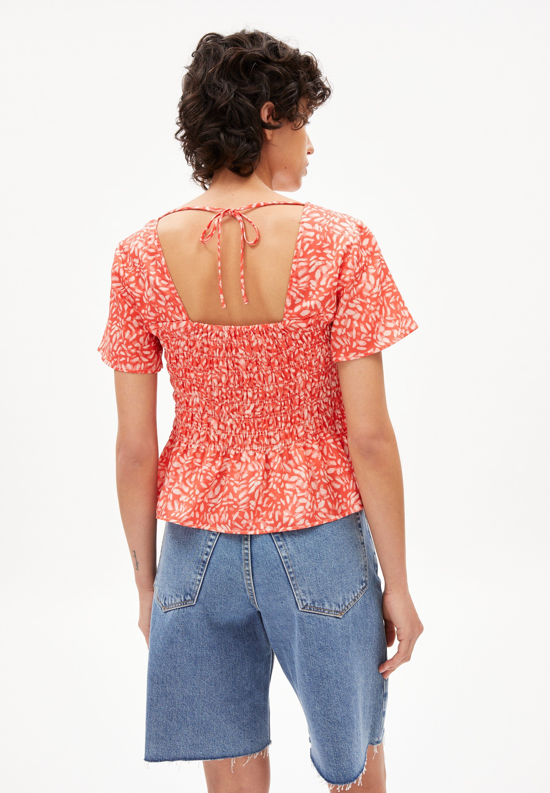 Damen Blusen Armedangels Hemdbluse MEMAA WATER DOTS Damen Bluse aus TENCEL™ Lyocell (1-tlg) Rückenausschnitt