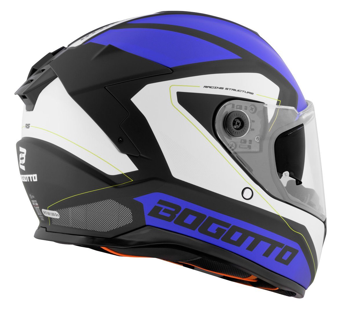 Bogotto Motorradhelm FF122 BGT Helm, Integriertes Sonnenvisier