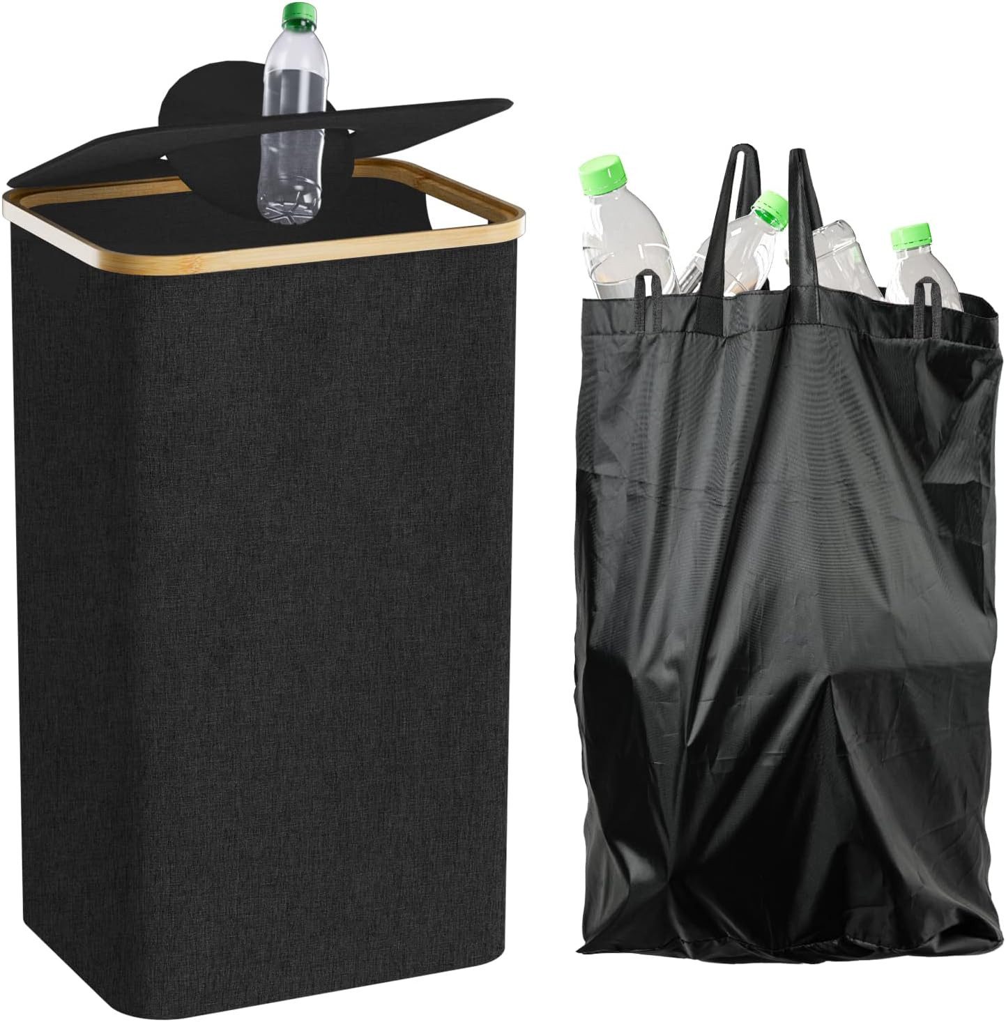 skelo Flaschenkorb Pfandflaschen Sammelbehälter, 100L Fasst 30 Leere Flaschen, 100 l, ‎41 x 33,5 x 70 cm, ‎100 Liter, Baumwolle, Untere Verstärkung