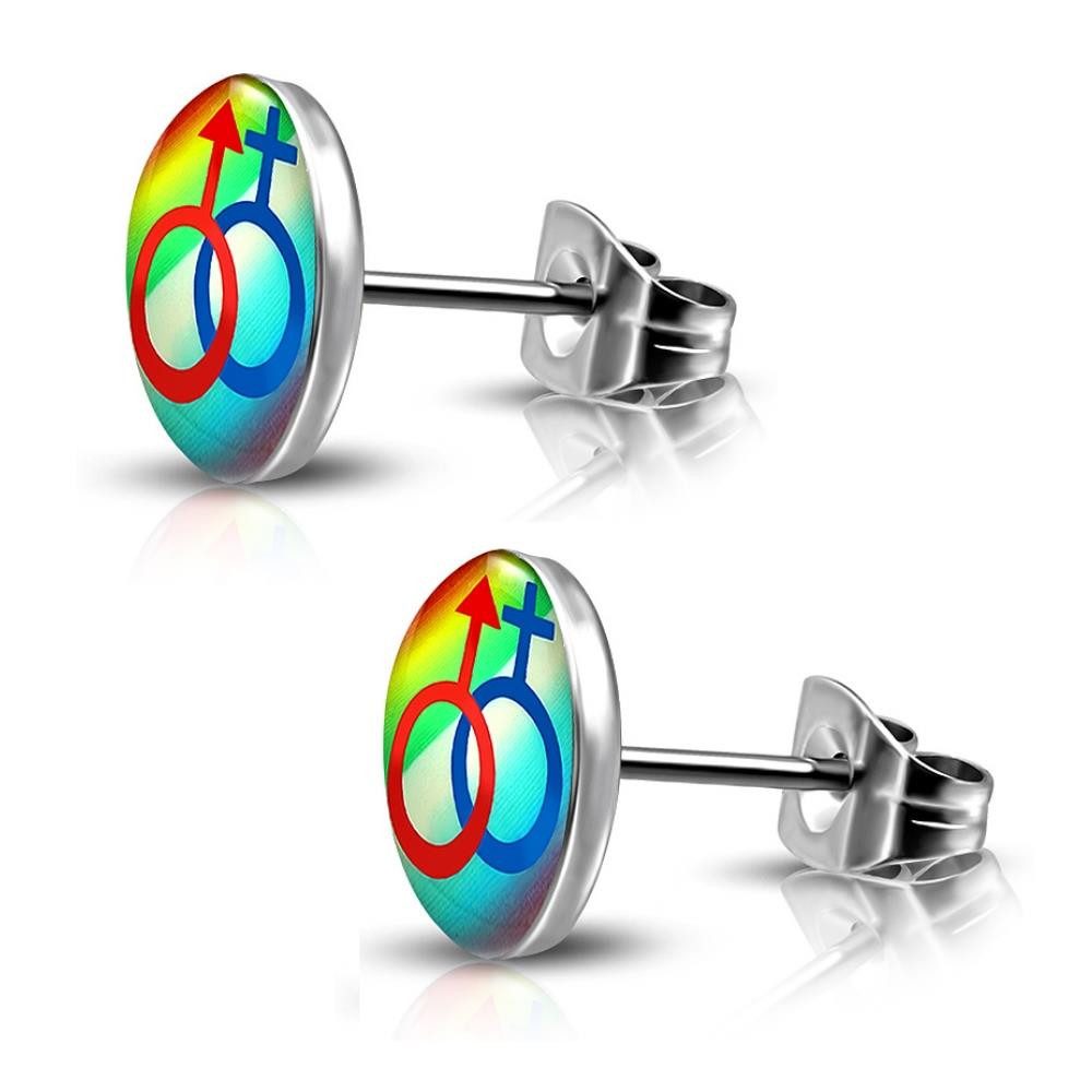 Ohrstecker-Set Ohrstecker Rainbow Bunt aus Edelstahl Unisex
