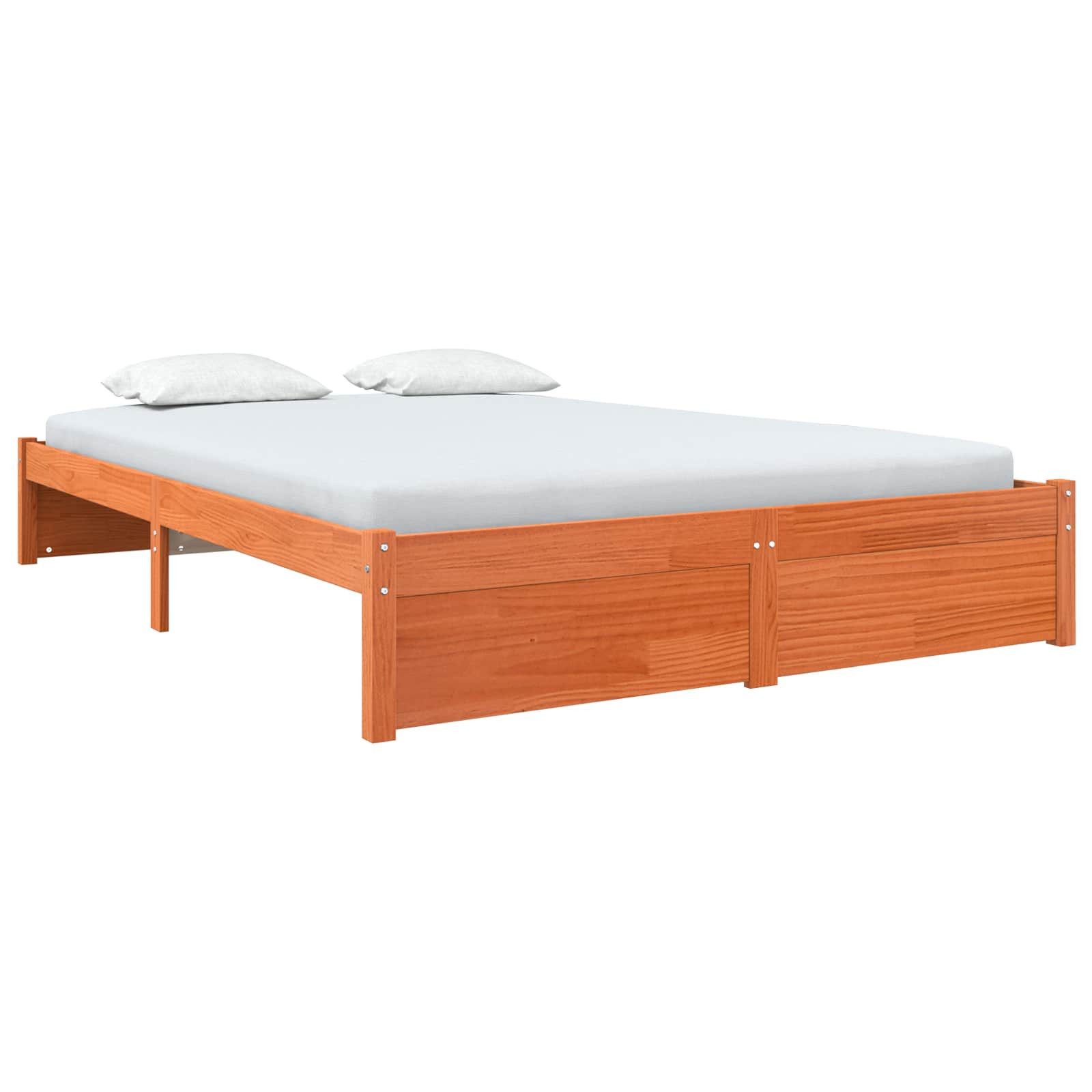 vidaXL Bett Bettrahmen Wachsbraun 120 x 200 cm Massivholz Kiefer (1-tlg) günstig online kaufen