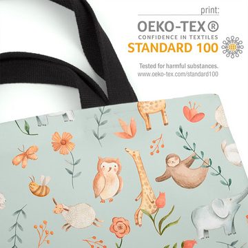 VOID Henkeltasche (1-tlg), Tierkinder Eule Giraffe Elefant Hase Blumen Eule Biene wiese schaf ga