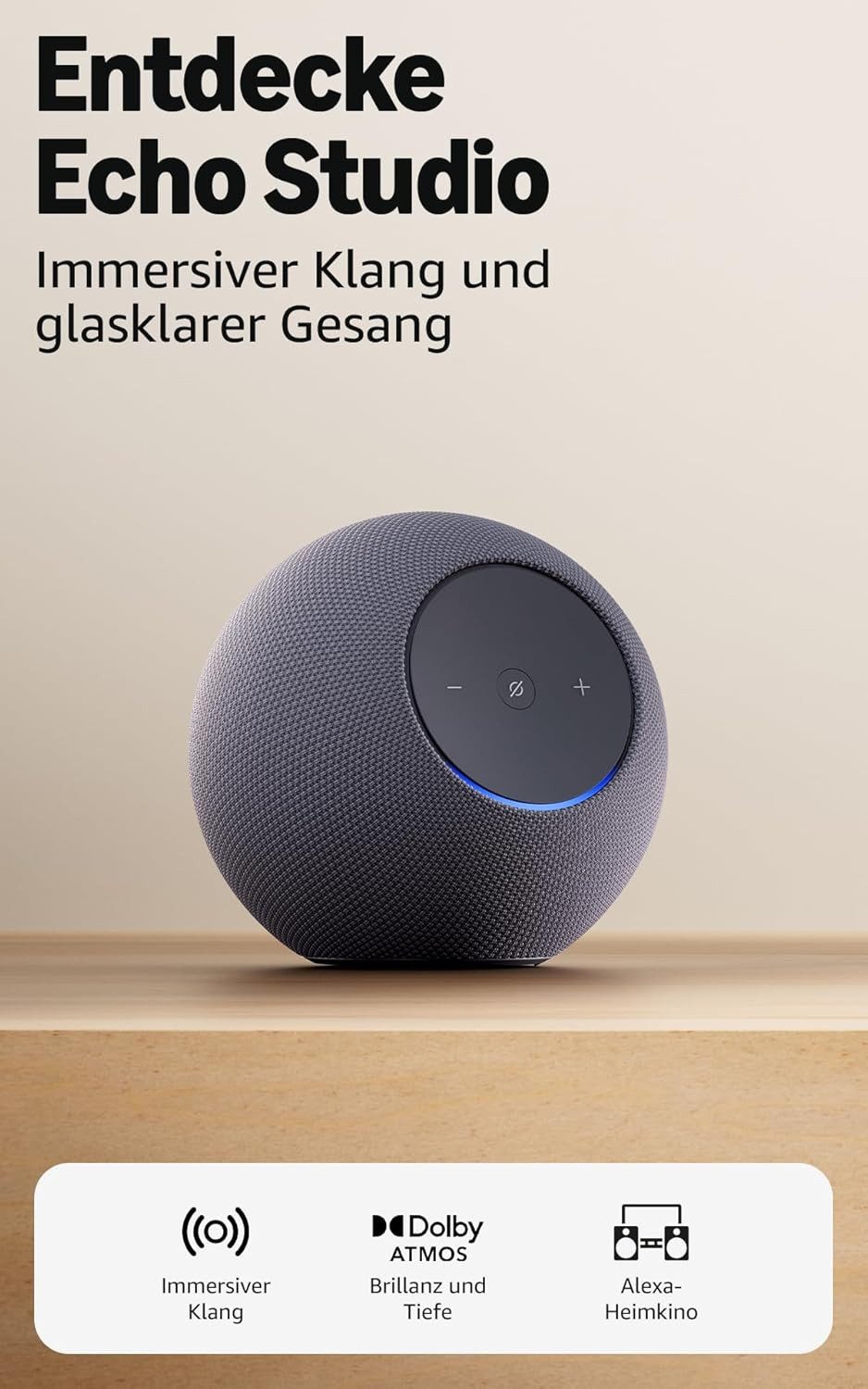 Amazon ECHO STUDIO neue Generation mit immersivem 3D-Audio und Dolby Atmos Lautsprecher