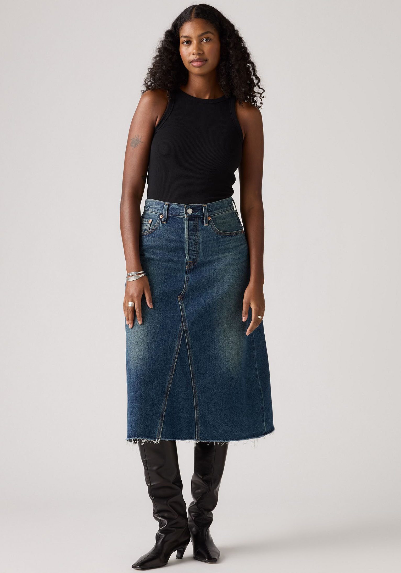 Levi's® Jeansrock HR A LINE DECON SKIRT in trendy Midi-Länge mit ausgefrans günstig online kaufen