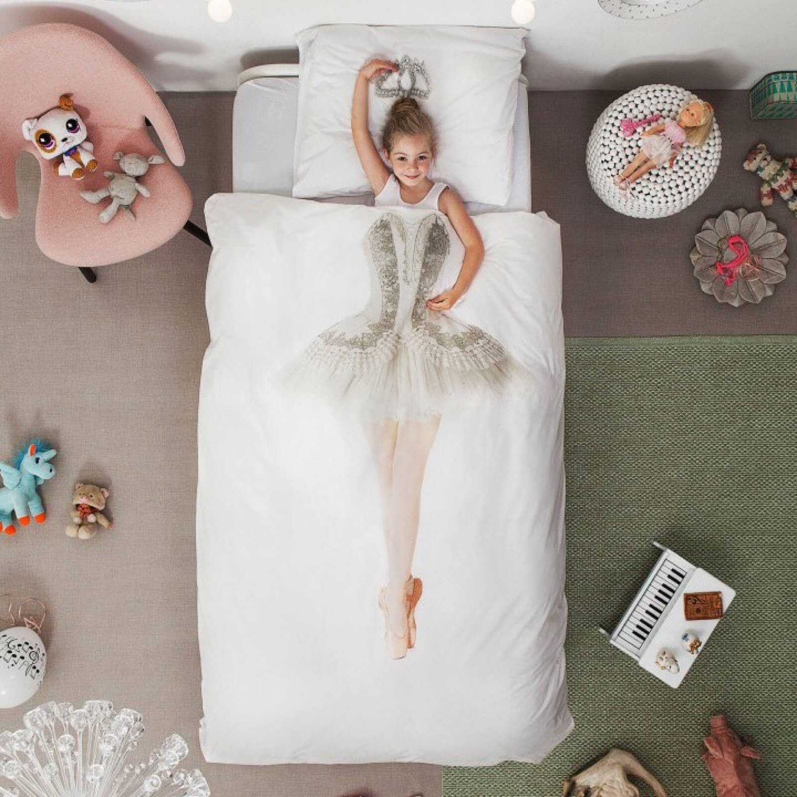 Snurk Kinderbettwäsche Ballerina, Perkal, 2 teilig, Tänzerin, Spitzenkleid, Corsage