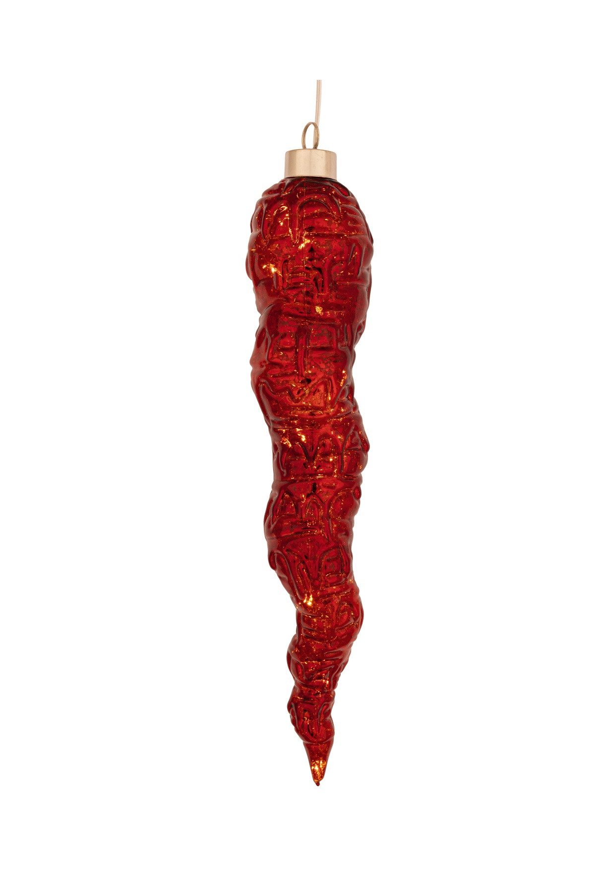 HGD Dekoobjekt HGD LED Stalaktit aus Glas - Rot - 27cm - mit Timer, elegante Weihnachtsdeko - stilvoll für festliche Fensterdekoration