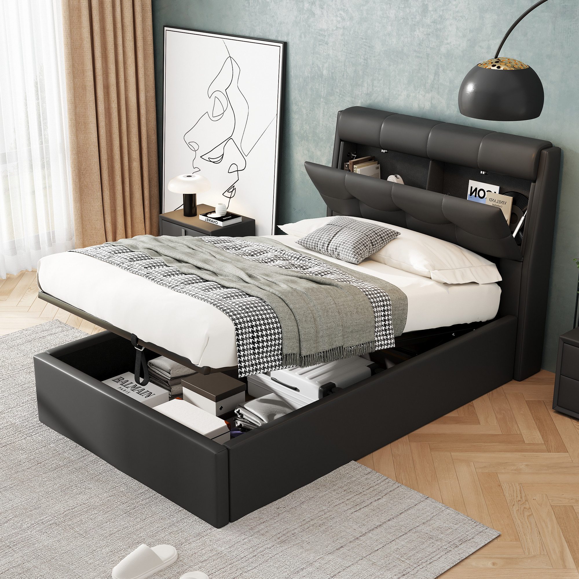 Ulife Polsterbett Hydraulisches Stauraumbett, Versteckte Aufbewahrung günstig online kaufen