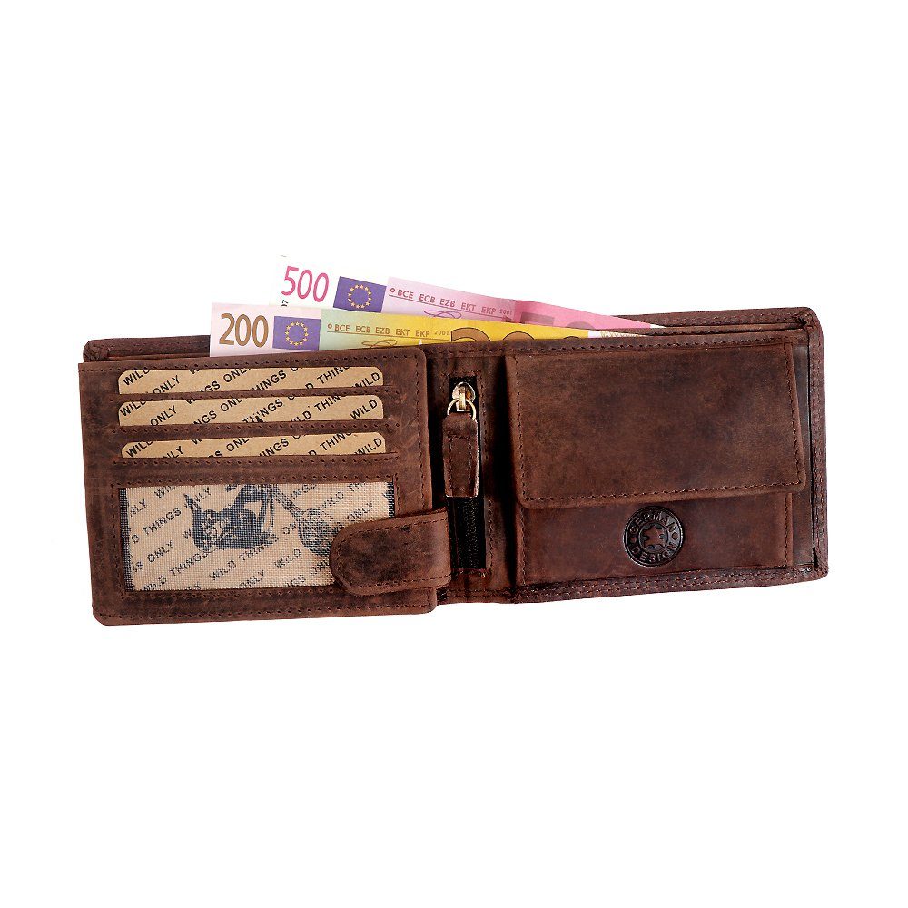 SHG Geldbörse Herren Leder Börse Brieftasche Schutz mit Büffelleder Lederbörse RFID Portemonnaie, Münzfach Männerbörse