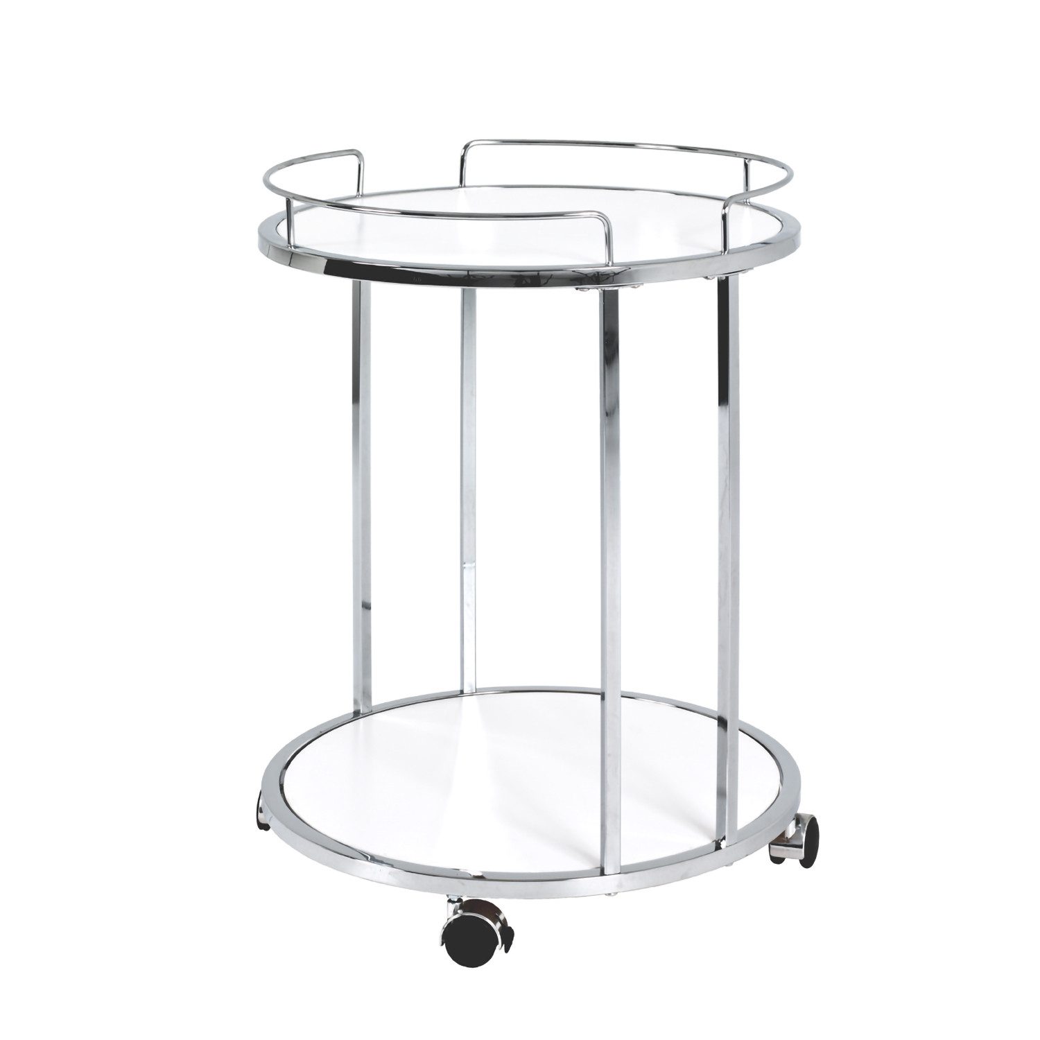 HAKU Beistelltisch Beistelltisch auf Rollen weiß-Sofatisch MDF, Metall - H 60 x Ø 45 cm (1 Stück), Beistelltisch aus Metall