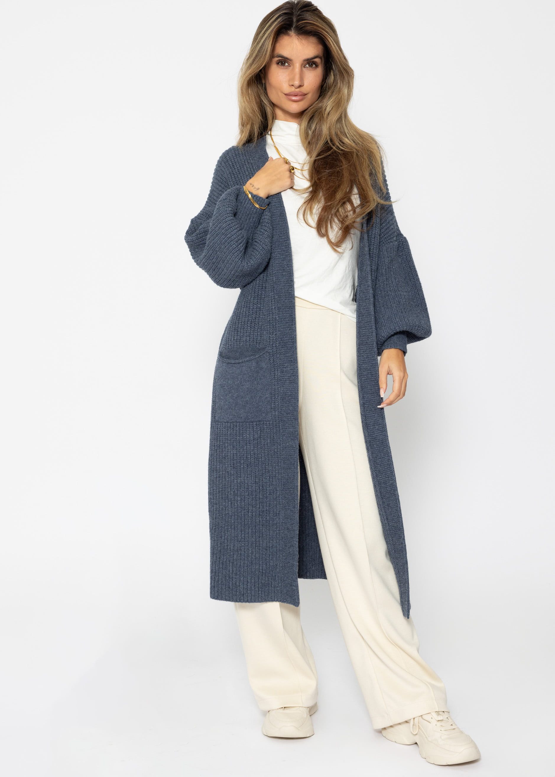 SASSYCLASSY Cardigan Oversize Strickjacke Damen lang günstig online kaufen