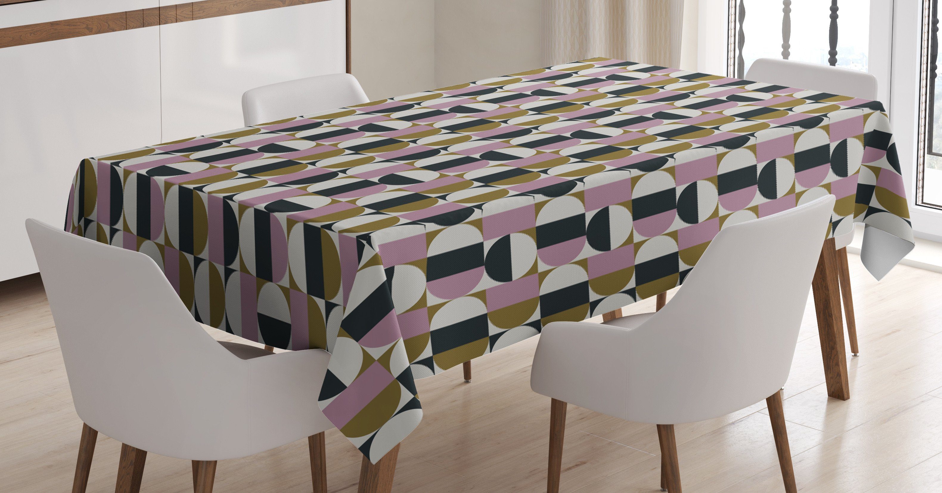 Abakuhaus Tischdecke Farbfest Waschbar Für den Außen Bereich geeignet Klare Farben, Retro Bauhaus geometrisches Muster | Tischdecken