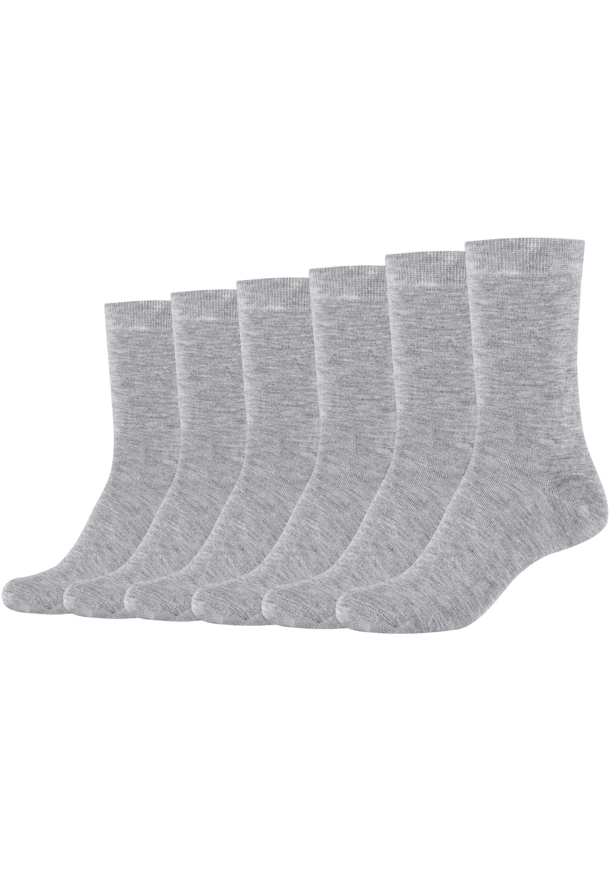 hangekettelter 6-Paar) hellgrau-melange Camano Socken (Packung, Zehennaht Mit