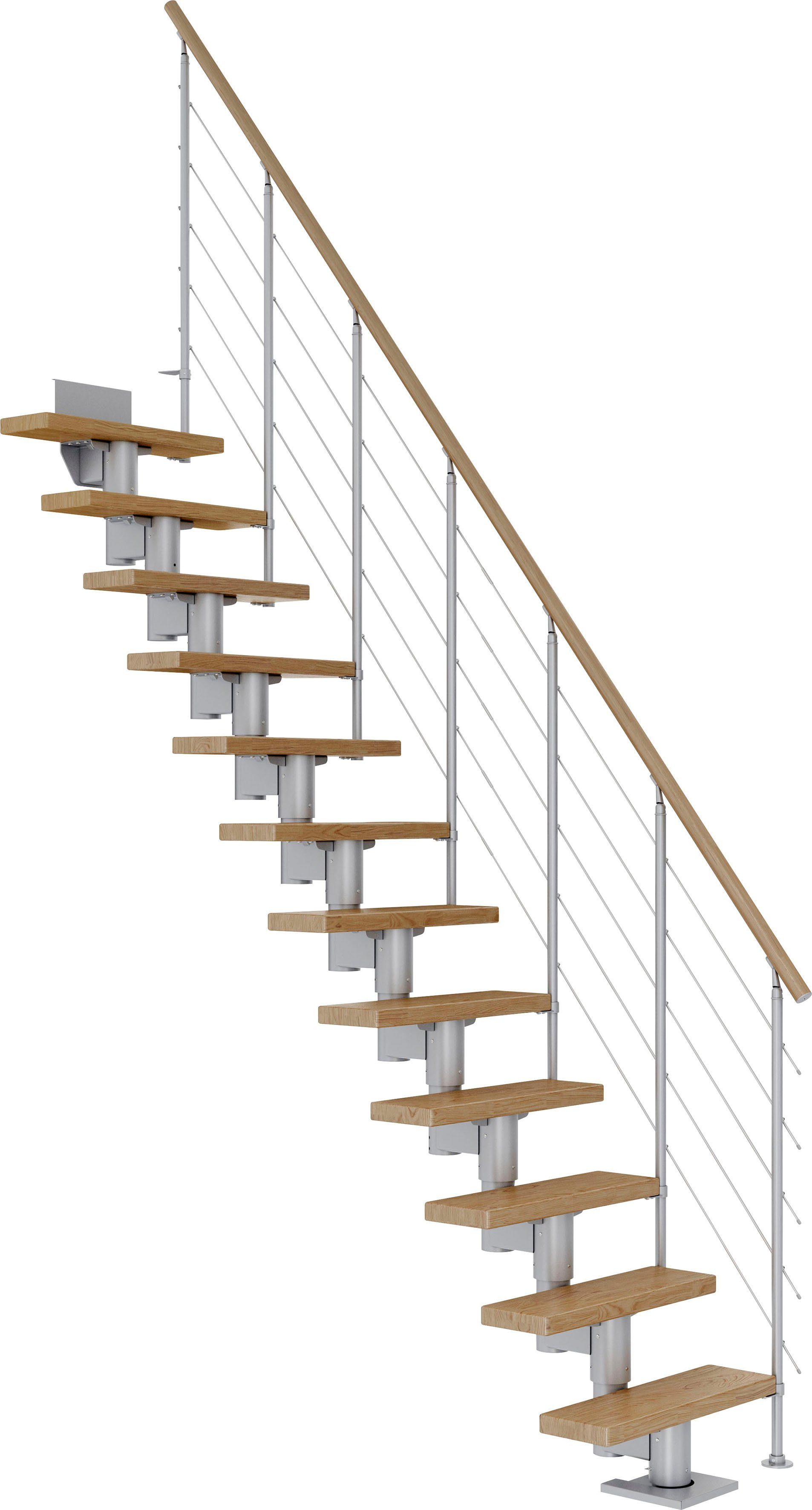 Dolle Mittelholmtreppe Dublin, für Geschosshöhen bis 337 cm, Stufen offen, Eiche/Metall