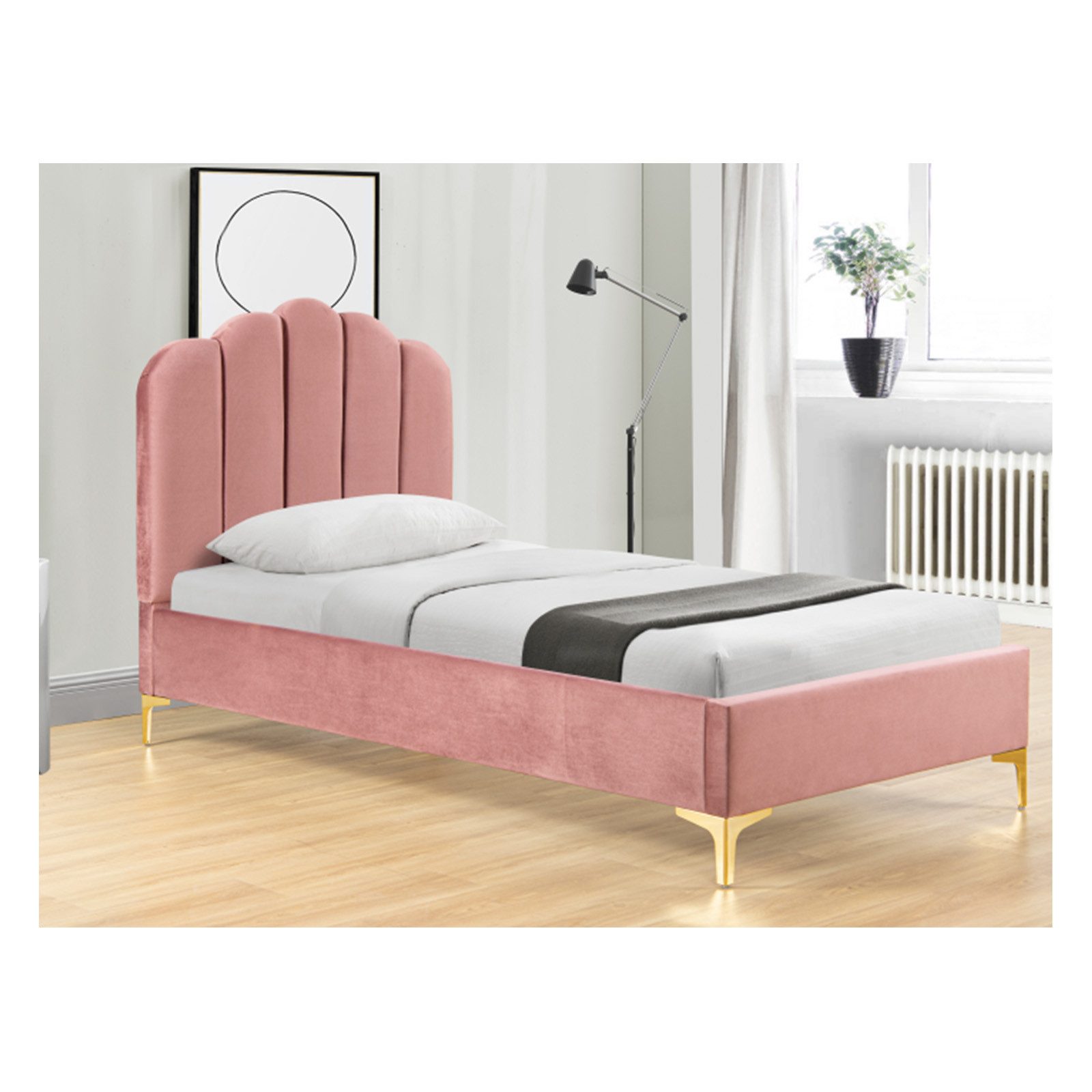 HTI-Living Polsterbett Polsterbett 90 x 200 cm Yoris Pink (Stück, 1-tlg., 1x Bett Yoris inkl. Lattenrost, ohne Matratze), Bettgestell inkl. Lattenrost