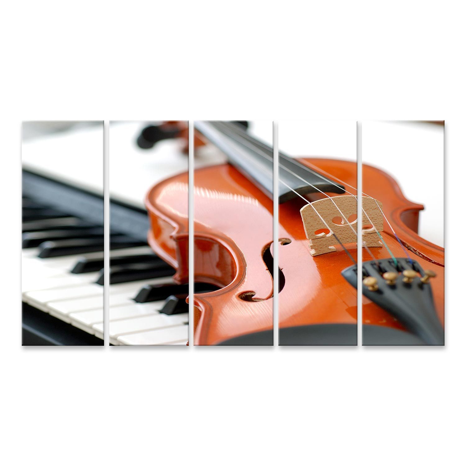 islandburner Leinwandbild Duett Geige Klavier Musik Schule Instrumente Изображения