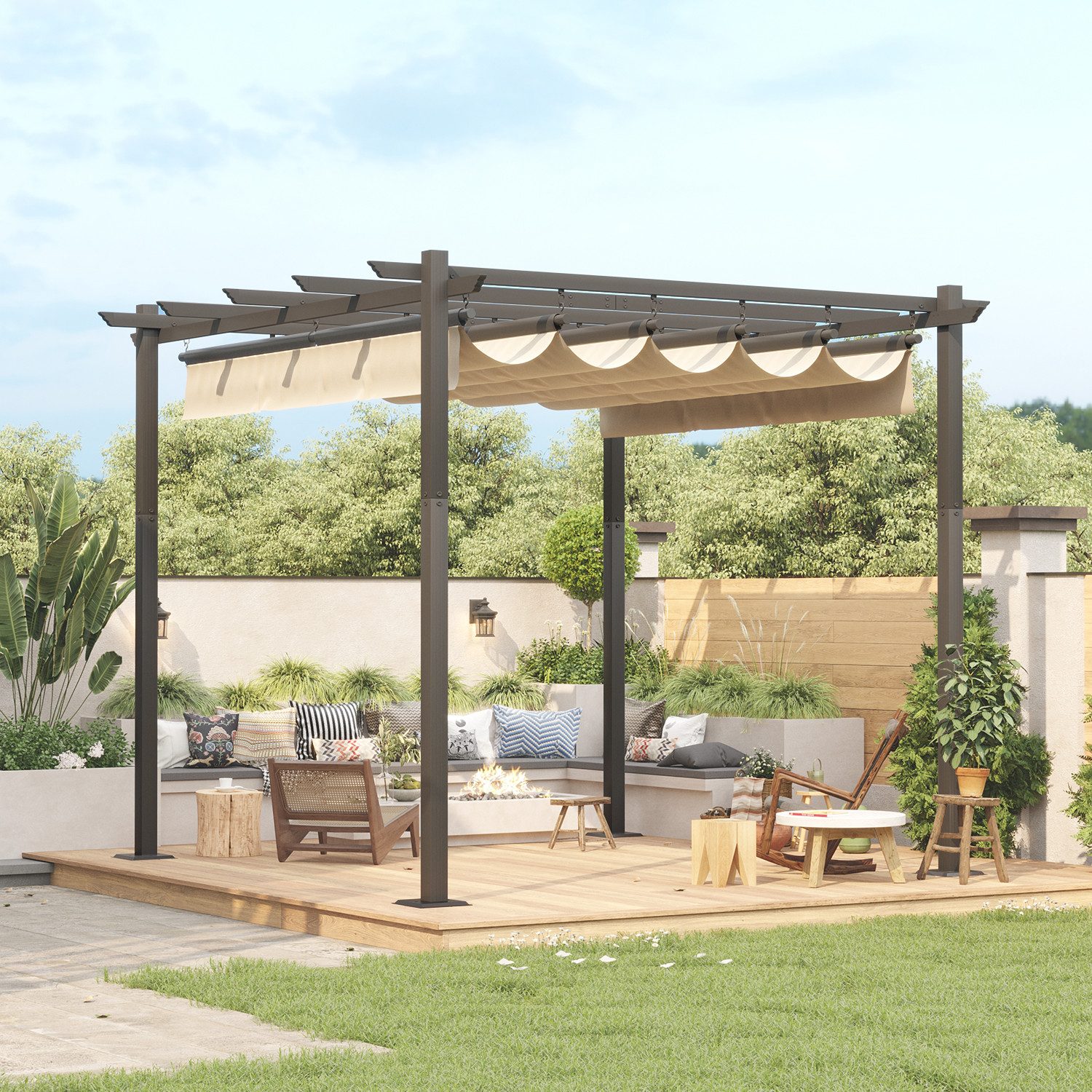 HOMALL Pavillon Pergola 3x3/3x4m Gartenpavillon Pavillon mit Aluminiumrahme günstig online kaufen