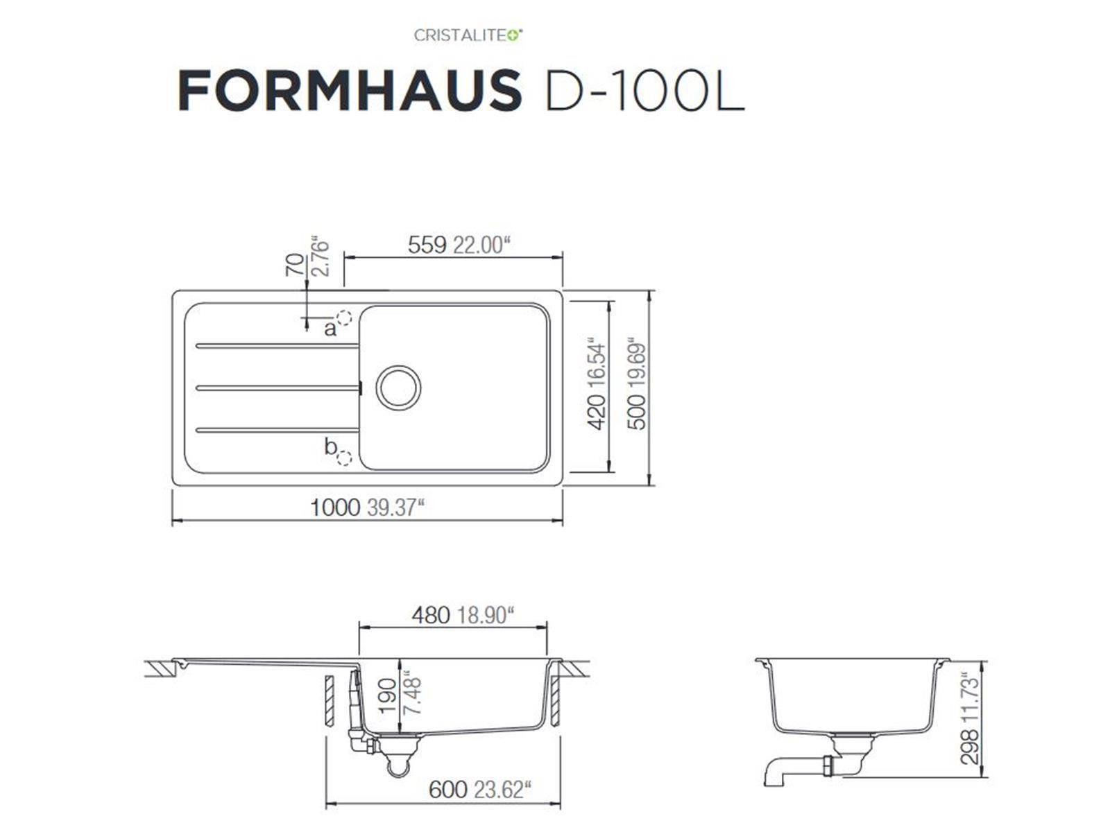 Thumbnail - Schock Einbauspüle Einbauspüle Fomhaus D-100L U Nero - Unterbauspüle