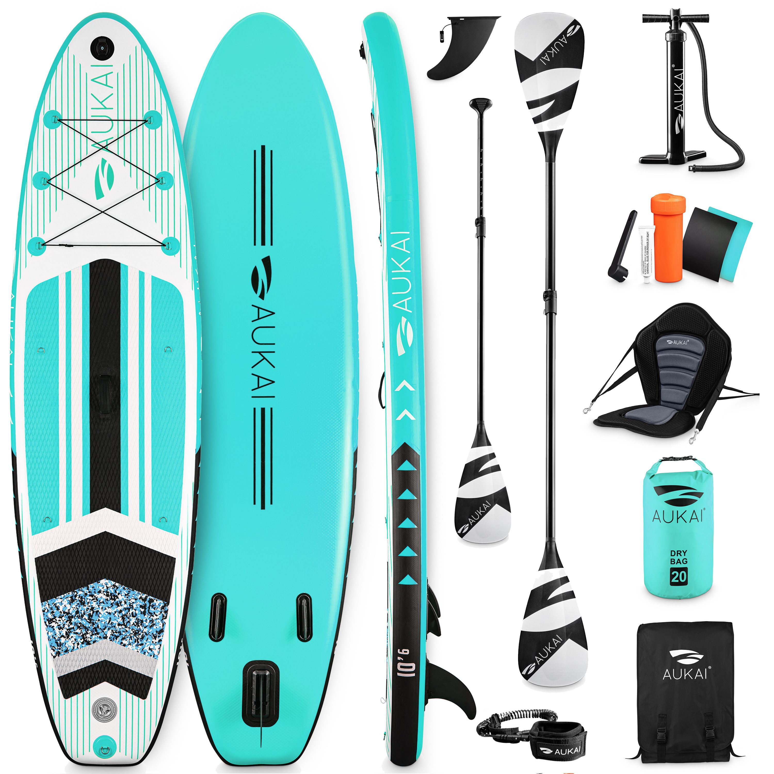 SUP-Board PRO 320cm, 2in1 Aufblasbares Stand up Paddle Set mit Kajak-Sitz