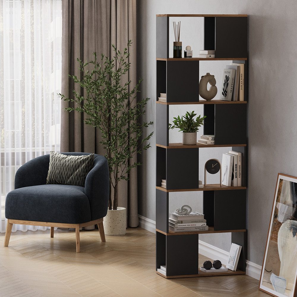 Vicco Raumteiler Eneos, Anthrazit/Goldkraft Eiche, 60 x 186 cm günstig online kaufen